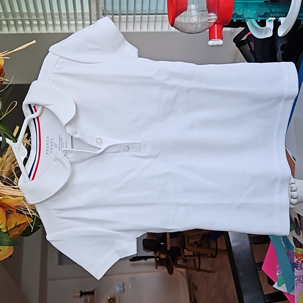 French Toast Girls' White Short Sleeve Peter Pan Collar Polo 4T